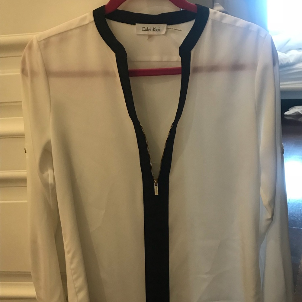 Calvin Klein white blouse with gold detail
